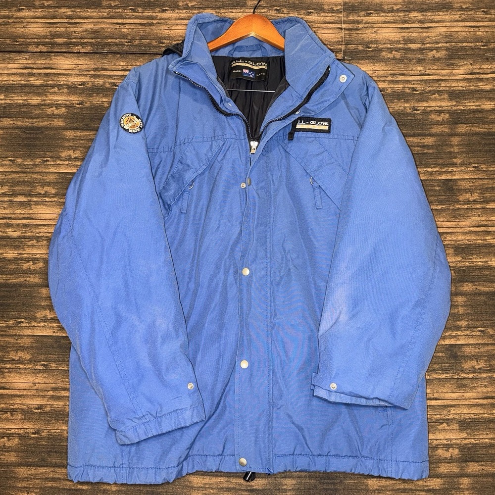 Vintage 90s All-Glow Escape Maori Land New Zealand Winter Jacket Blue L Large